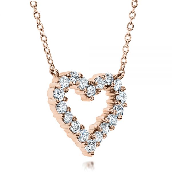 14k Rose Gold 14k Rose Gold Diamond Heart Pendant - Flat View - 100649