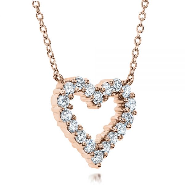 14k Rose Gold 14k Rose Gold Diamond Heart Pendant - Flat View -  100649