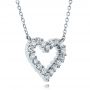 14k White Gold Diamond Heart Pendant - Flat View -  100649 - Thumbnail