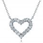 14k White Gold Diamond Heart Pendant - Three-Quarter View -  100649 - Thumbnail