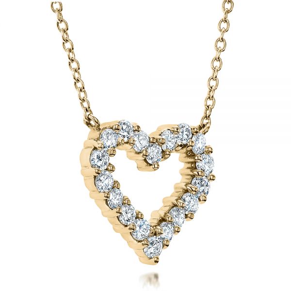 14k Yellow Gold 14k Yellow Gold Diamond Heart Pendant - Flat View - 100649
