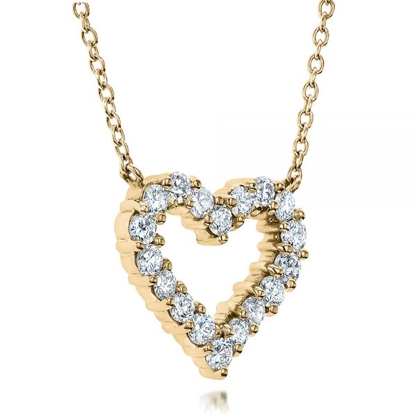 14k Yellow Gold 14k Yellow Gold Diamond Heart Pendant - Flat View -  100649