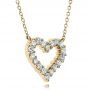 18k Yellow Gold 18k Yellow Gold Diamond Heart Pendant - Flat View -  100649 - Thumbnail