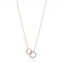 14k Rose Gold 14k Rose Gold Diamond Intertwined Two-tone Circles Necklace - Three-Quarter View -  107020 - Thumbnail