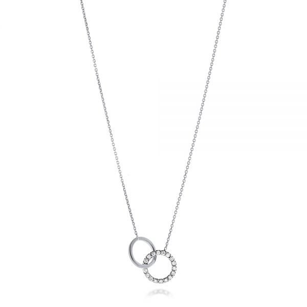  Platinum Platinum Diamond Intertwined Two-tone Circles Necklace - Three-Quarter View -  107020