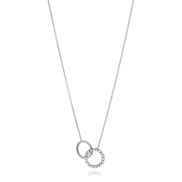 18k White Gold 18k White Gold Diamond Intertwined Two-tone Circles Necklace - Three-Quarter View -  107020