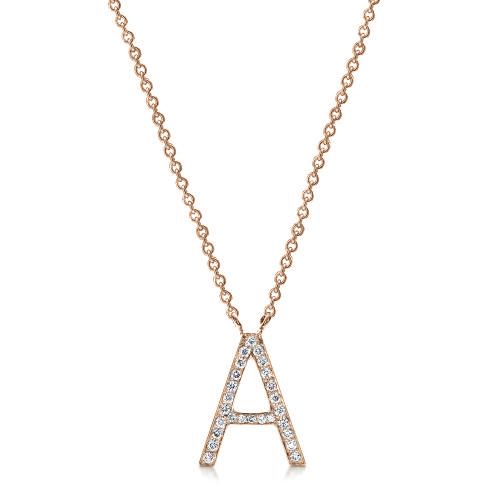14k Rose Gold 14k Rose Gold Diamond Letter Pendants - Side View - 100033