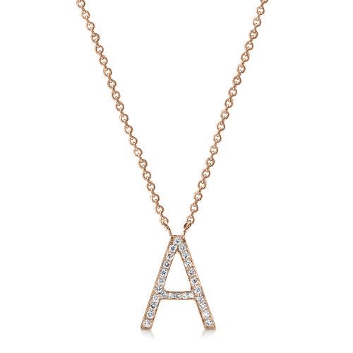 14k Rose Gold 14k Rose Gold Diamond Letter Pendants - Side View -  100033