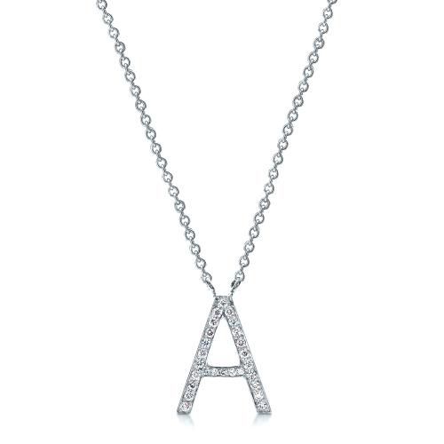 14k White Gold Diamond Letter Pendants - Side View -  100033