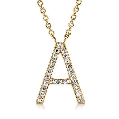 18k Yellow Gold 18k Yellow Gold Diamond Letter Pendants - Three-Quarter View -  100033