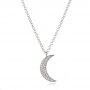 18k White Gold 18k White Gold Diamond Moon Necklace - Three-Quarter View -  106978 - Thumbnail