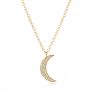 14k Yellow Gold 14k Yellow Gold Diamond Moon Necklace - Three-Quarter View -  106978 - Thumbnail