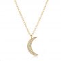 18k Yellow Gold 18k Yellow Gold Diamond Moon Necklace - Three-Quarter View -  106978 - Thumbnail