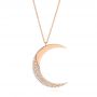 14k Rose Gold 14k Rose Gold Diamond Moon Pendant - Three-Quarter View -  106516 - Thumbnail