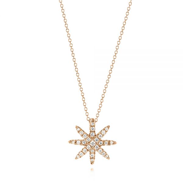 14k Rose Gold 14k Rose Gold Diamond Necklace - Three-Quarter View -  103703