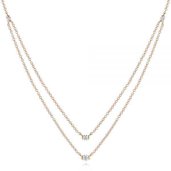 14k Rose Gold 14k Rose Gold Diamond Necklace - Three-Quarter View -  106509