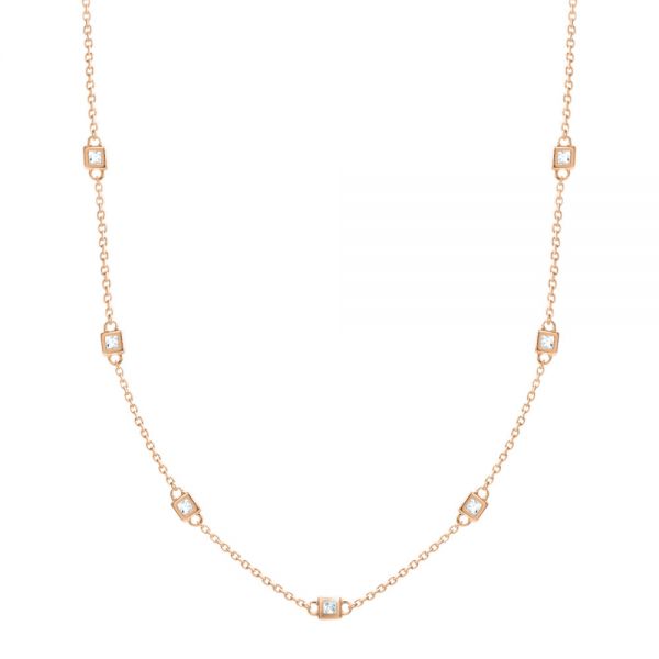 14k Rose Gold 14k Rose Gold Diamond Necklace - Three-Quarter View -  107094