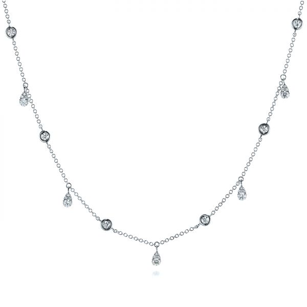 18k White Gold 18k White Gold Diamond Necklace - Three-Quarter View -  105933