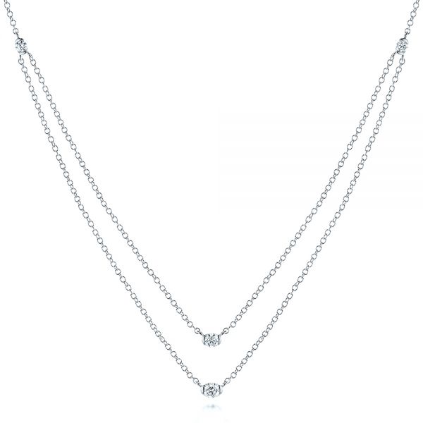 14k White Gold 14k White Gold Diamond Necklace - Three-Quarter View -  106509