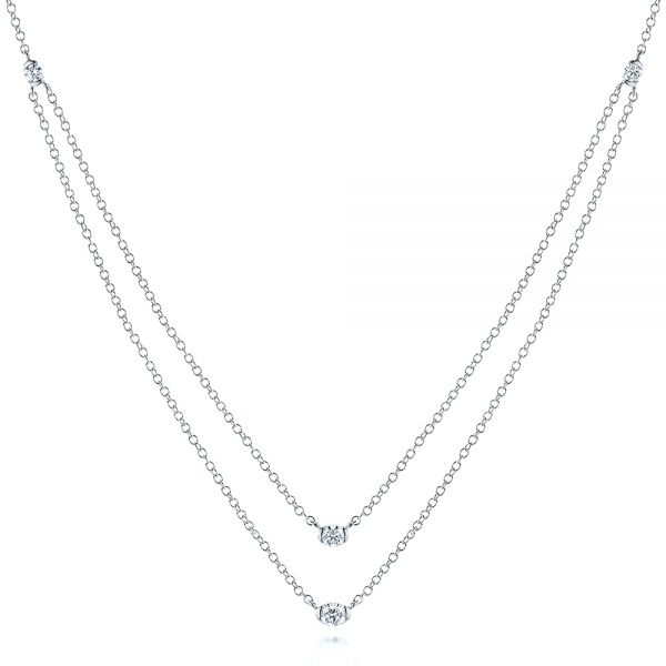 18k White Gold 18k White Gold Diamond Necklace - Three-Quarter View -  106509