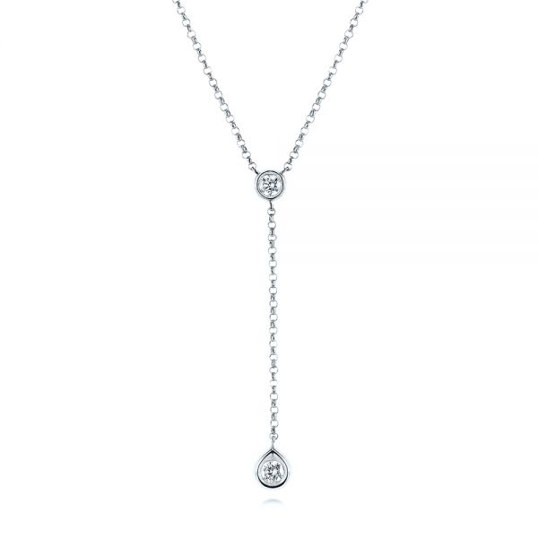 14k White Gold 14k White Gold Diamond Necklace - Three-Quarter View -  106512