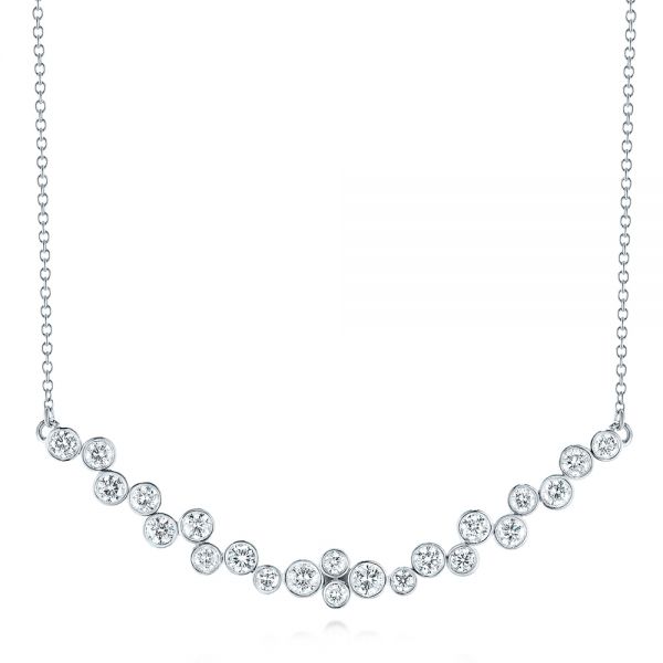 18k White Gold 18k White Gold Diamond Necklace - Three-Quarter View -  106652