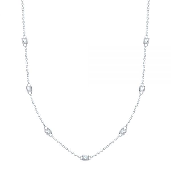 14k White Gold 14k White Gold Diamond Necklace - Three-Quarter View -  107094