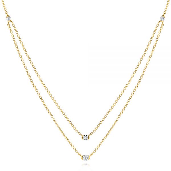 18k Yellow Gold 18k Yellow Gold Diamond Necklace - Three-Quarter View -  106509