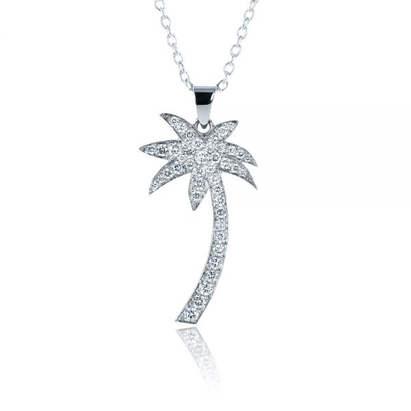 Diamond Palm Tree Pendant - Front View -  1320