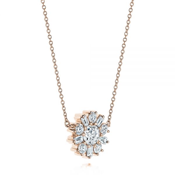 18k Rose Gold 18k Rose Gold Diamond Pendant - Flat View -  106651