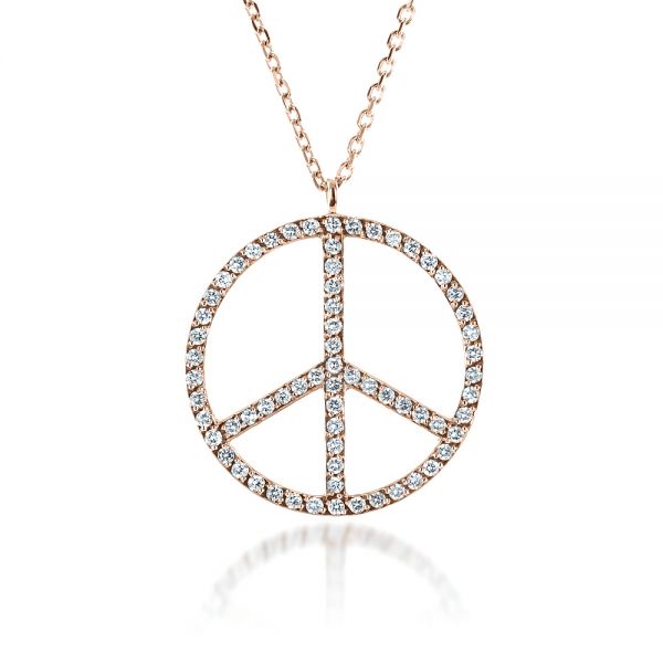 18k Rose Gold 18k Rose Gold Diamond Set Peace Pendant - Front View -  1319