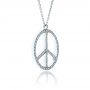 18k White Gold 18k White Gold Diamond Set Peace Pendant - Flat View -  1319 - Thumbnail