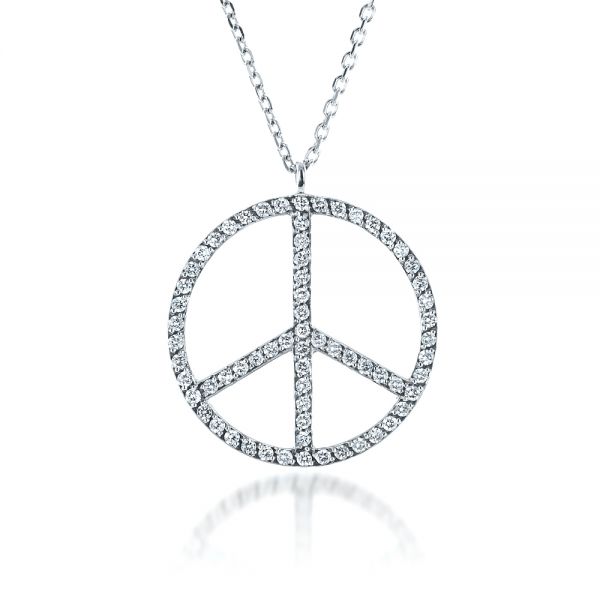 14k White Gold 14k White Gold Diamond Set Peace Pendant - Front View - 1319