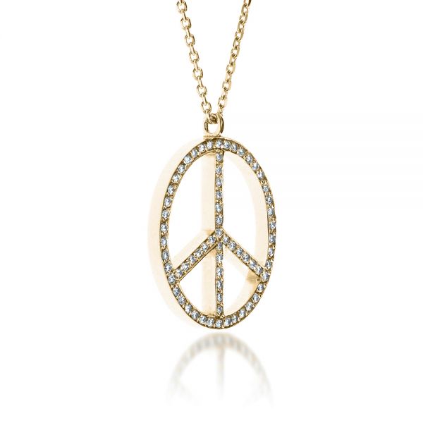 14k Yellow Gold 14k Yellow Gold Diamond Set Peace Pendant - Flat View -  1319