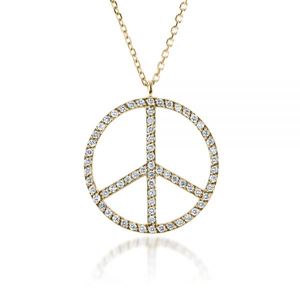 18k Yellow Gold 18k Yellow Gold Diamond Set Peace Pendant - Front View - 1319