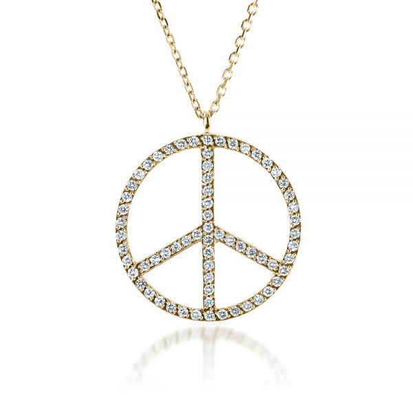 18k Yellow Gold 18k Yellow Gold Diamond Set Peace Pendant - Front View -  1319