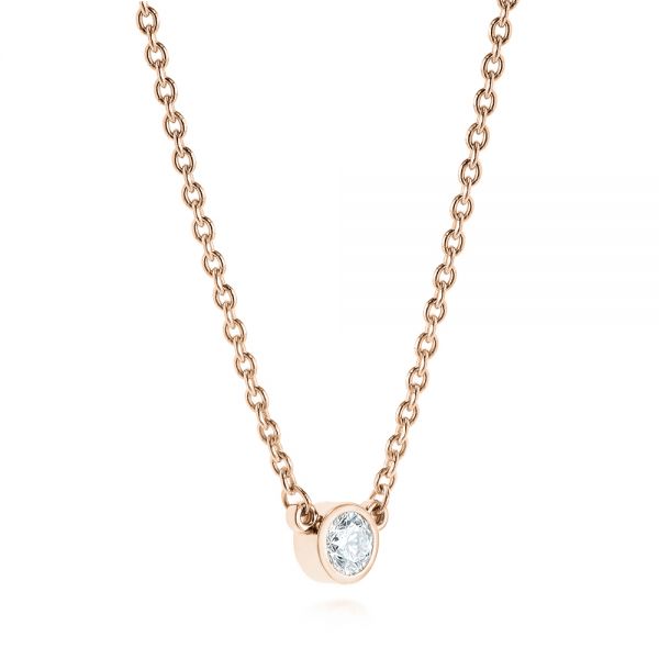 14k Rose Gold 14k Rose Gold Diamond Solitaire Pendant - Flat View - 105069