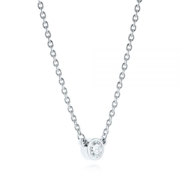 14k White Gold Diamond Solitaire Pendant - Flat View - 105069