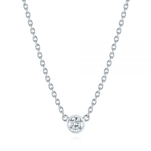  Platinum Platinum Diamond Solitaire Pendant - Three-Quarter View -  105069