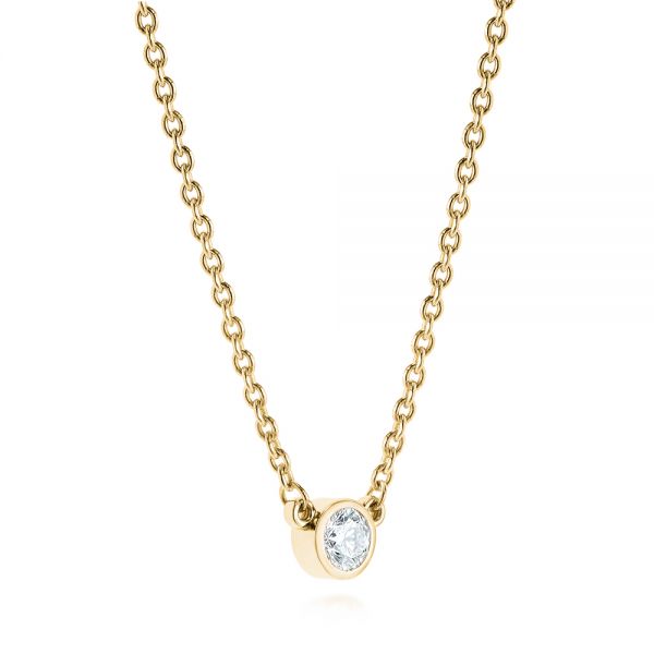 14k Yellow Gold 14k Yellow Gold Diamond Solitaire Pendant - Flat View - 105069