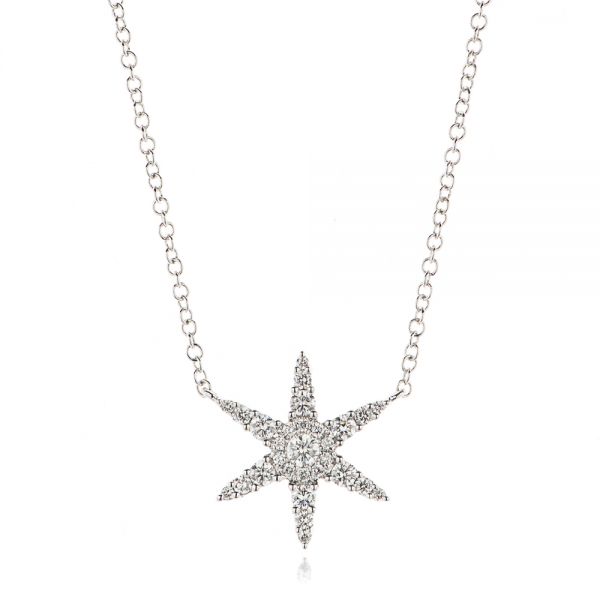 14k White Gold Diamond Star Necklace