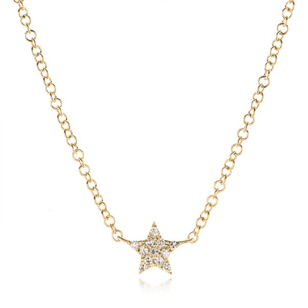 18k Yellow Gold 18k Yellow Gold Diamond Star Necklace - Three-Quarter View -  106974