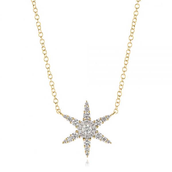 18k Yellow Gold 18k Yellow Gold Diamond Star Necklace - Three-Quarter View -  106980