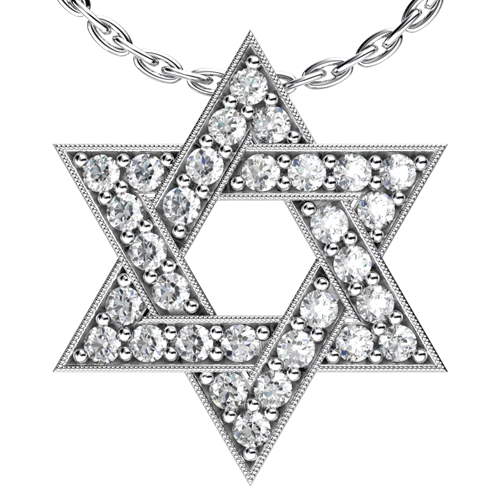  18K Gold Diamond Star Of David Pendant - Three-Quarter View -  963 - Thumbnail