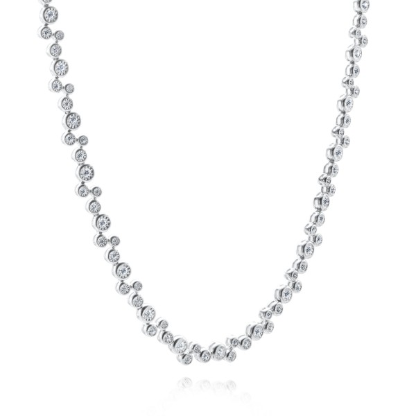 14k White Gold Diamond Tennis Necklace - Flat View - 107913