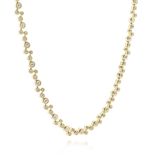 14k Yellow Gold 14k Yellow Gold Diamond Tennis Necklace - Flat View - 107913