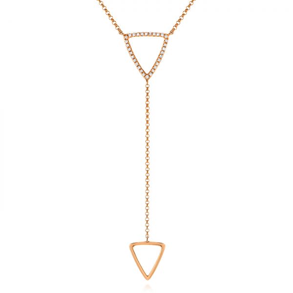 18k Rose Gold 18k Rose Gold Diamond Y Necklace - Three-Quarter View -  105939