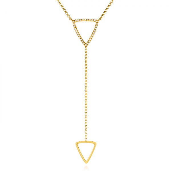 18k Yellow Gold 18k Yellow Gold Diamond Y Necklace - Three-Quarter View - 105939