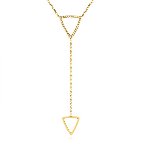 14k Yellow Gold 14k Yellow Gold Diamond Y Necklace - Three-Quarter View -  105939