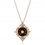 14k Rose Gold 14k Rose Gold Diamond And Black Opal Pendant - Three-Quarter View -  101977 - Thumbnail